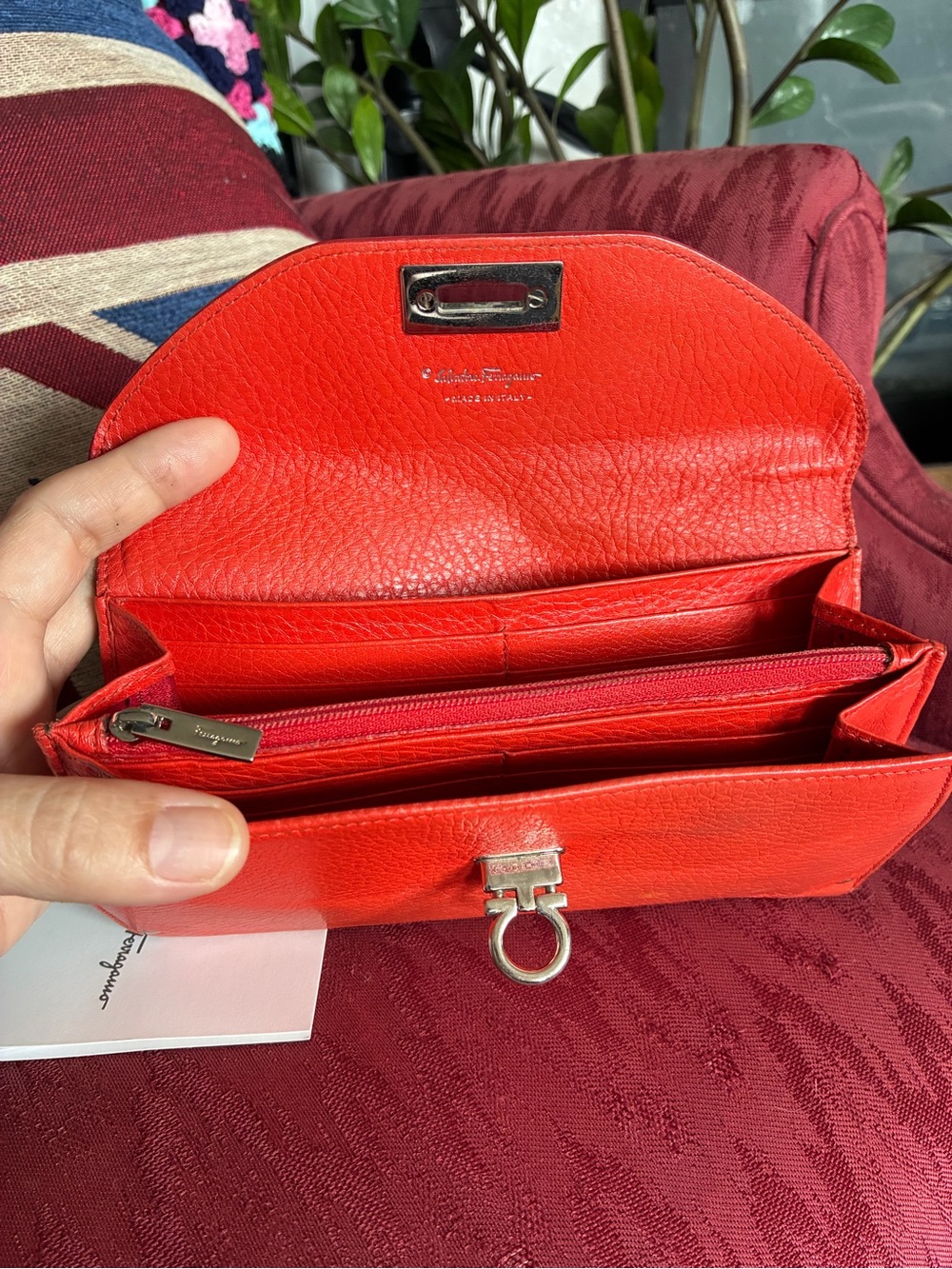 Salvatore Ferragamo Orange Pebbled Leather Clutch Purse with Original Papers - Picture 3 of 13